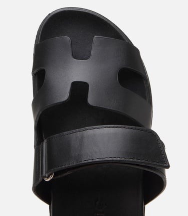  Kadın Deri Siyah Ayarlanabilir Düz Terlik