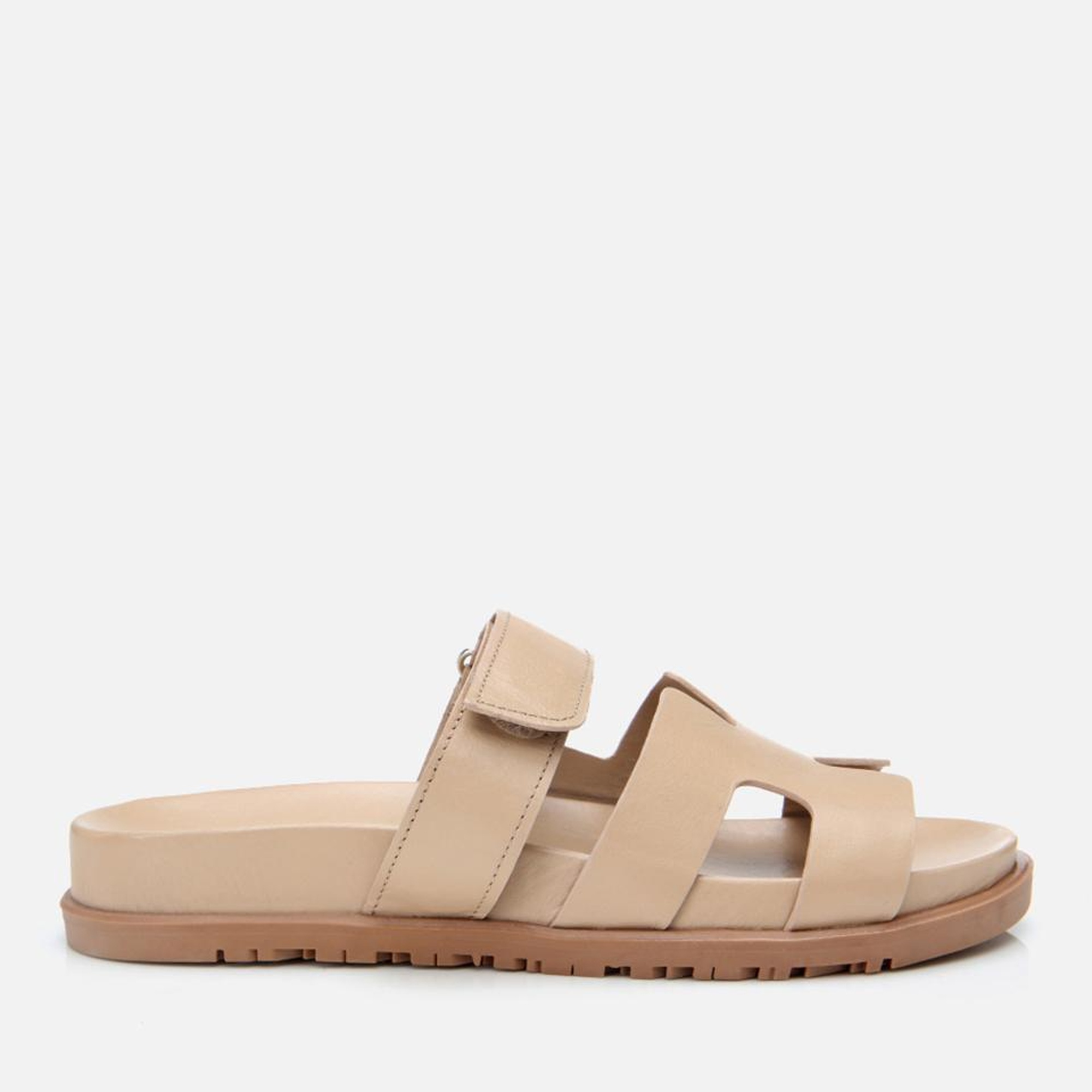 Kadın Deri Bej Ayarlanabilir Düz Terlik