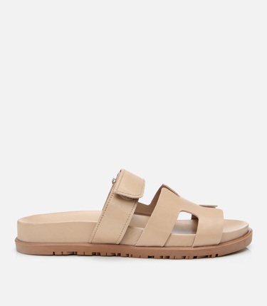  Kadın Deri Bej Ayarlanabilir Düz Terlik