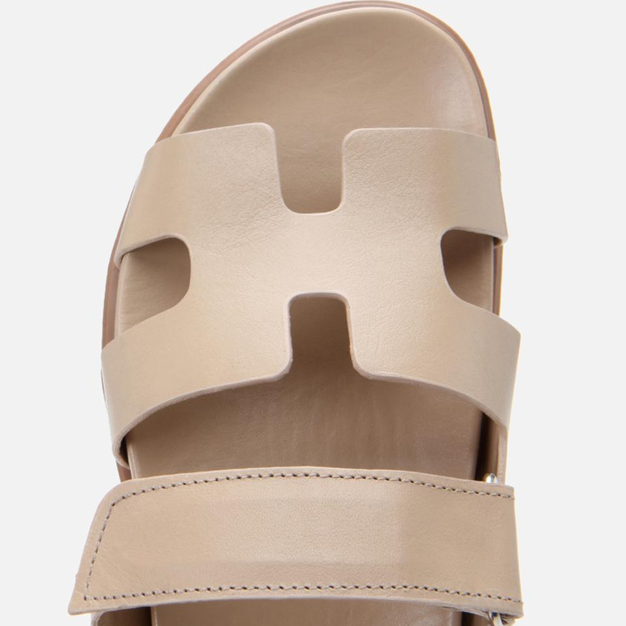 Kadın Deri Bej Ayarlanabilir Düz Terlik