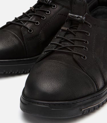  Erkek Deri Siyah Günlük Ayakkabı