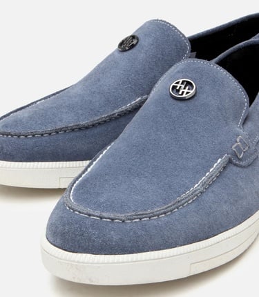  Erkek Süet Deri Mavi Loafer