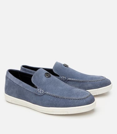  Erkek Süet Deri Mavi Loafer