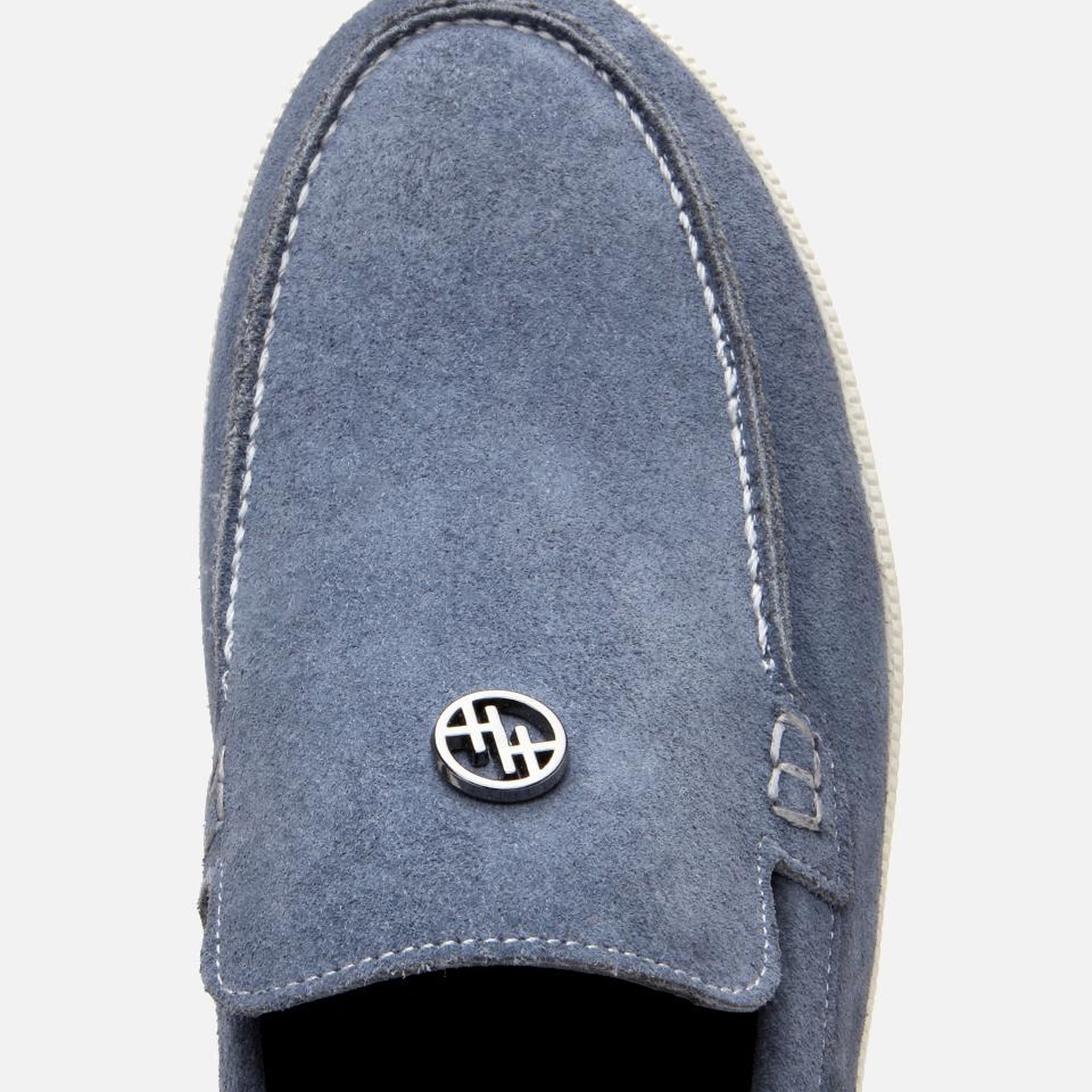 Erkek Süet Deri Mavi Loafer