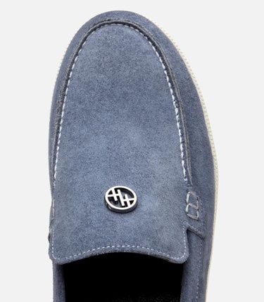  Erkek Süet Deri Mavi Loafer