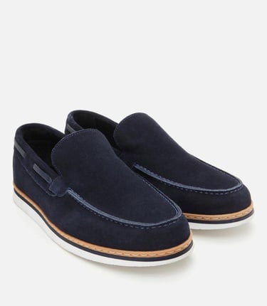  Erkek Süet Deri Lacivert Rahat Loafer