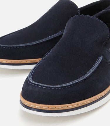  Erkek Süet Deri Lacivert Rahat Loafer