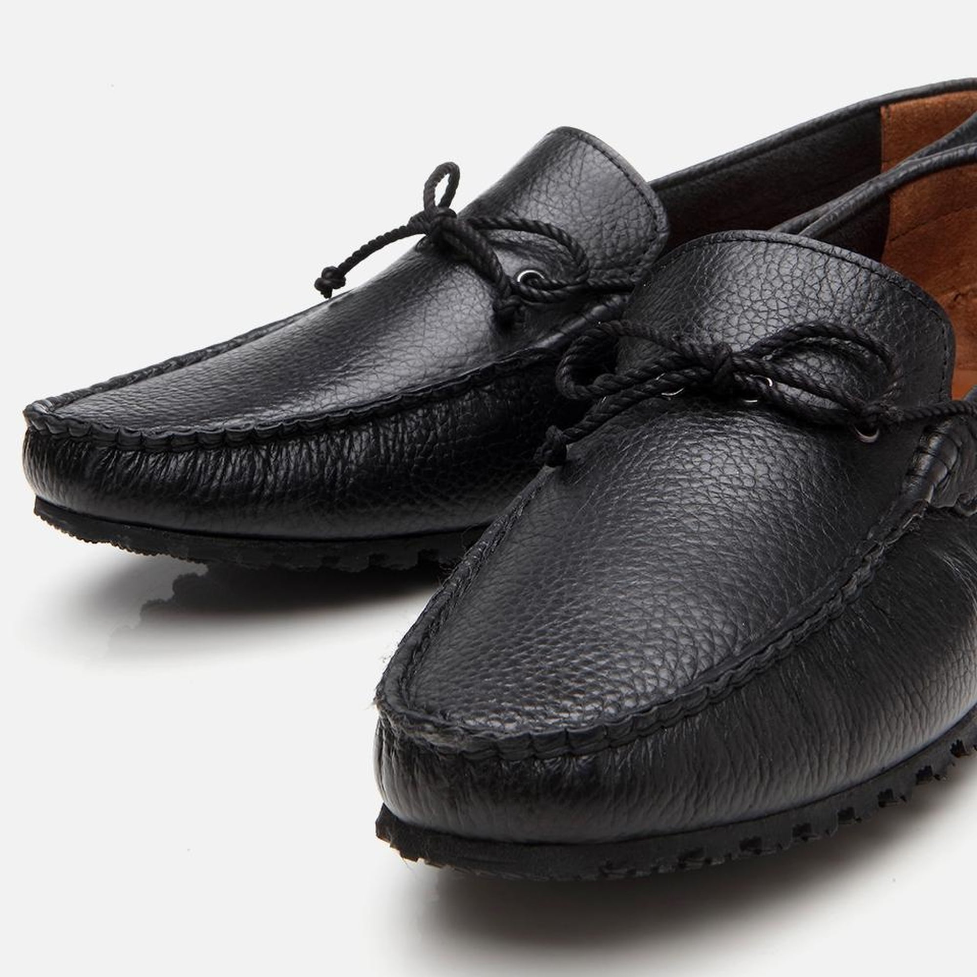 Erkek Deri Siyah Esnek Tabanlı Günlük Loafer