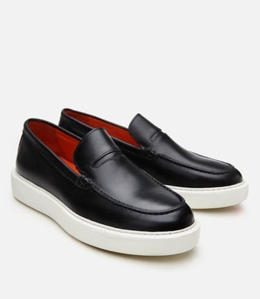  Erkek Deri Siyah Hafif Tabanlı Loafer