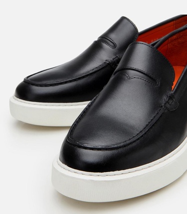  Erkek Deri Siyah Hafif Tabanlı Loafer
