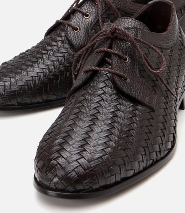  Erkek Deri Kahverengi Rahat Tabanlı Dokulu Klasik Ayakkabı