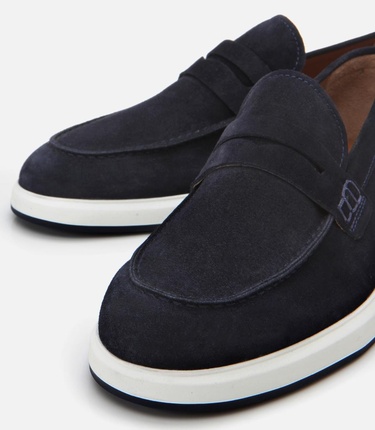  Erkek Süet Deri Lacivert Hafif Tabanlı Günlük Loafer