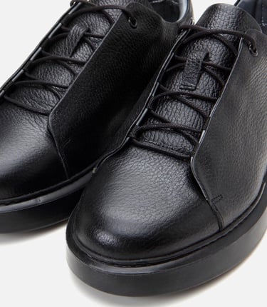  Erkek Deri Siyah Ultra Hafif Tabanlı Spor Ayakkabı