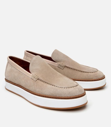  Erkek Süet Deri Bej Loafer