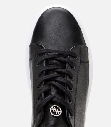  Erkek Deri Siyah Rahat Tabanlı Spor Ayakkabı