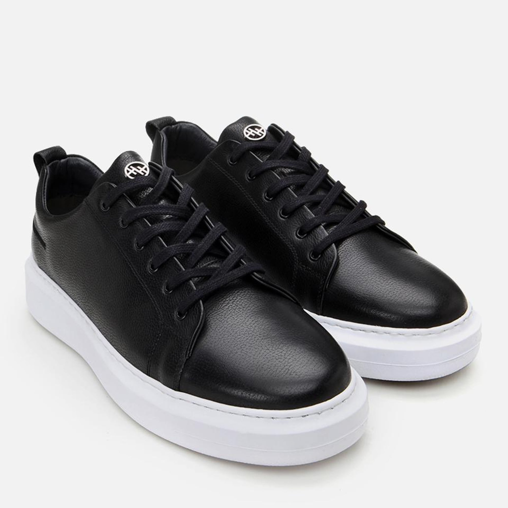 Erkek Deri Siyah Rahat Tabanlı Spor Ayakkabı