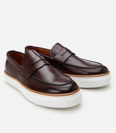  Erkek Deri Kahverengi Ultra Hafif Tabanlı Şık Günlük Loafer