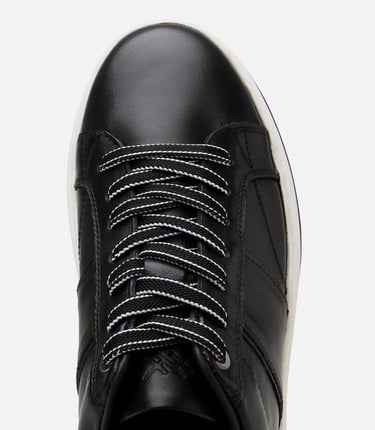  Erkek Deri Siyah Yüksek Tabanlı Spor Ayakkabı