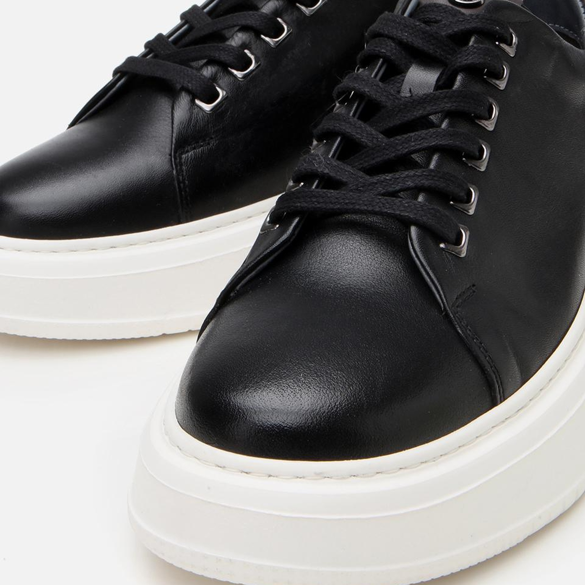 Erkek Deri Siyah Hafif Tabanlı Spor Ayakkabı