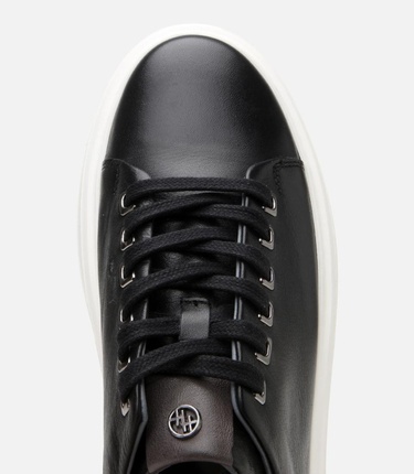  Erkek Deri Siyah Hafif Tabanlı Spor Ayakkabı