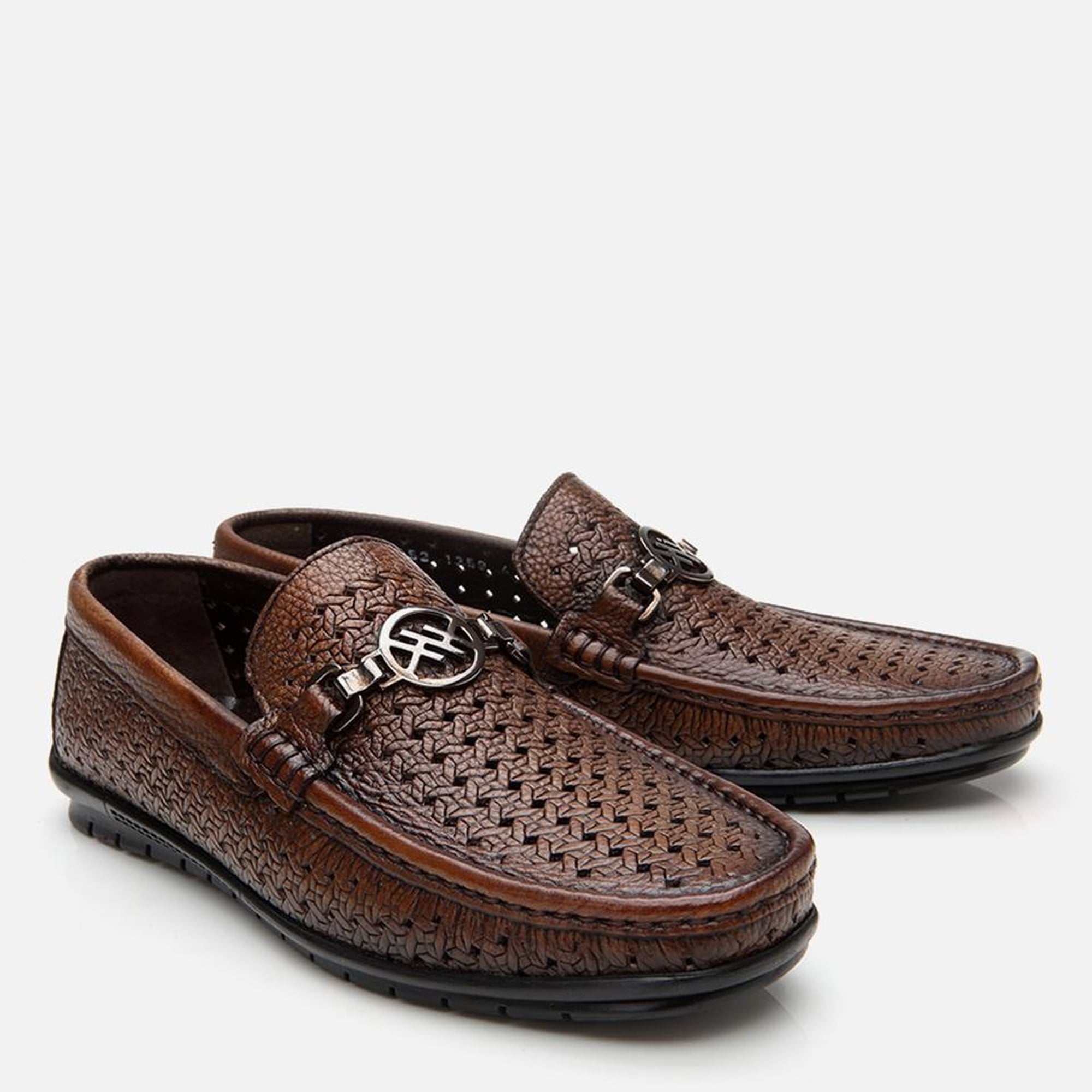 Erkek Deri Kahverengi Delikli Toka Detaylı Loafer