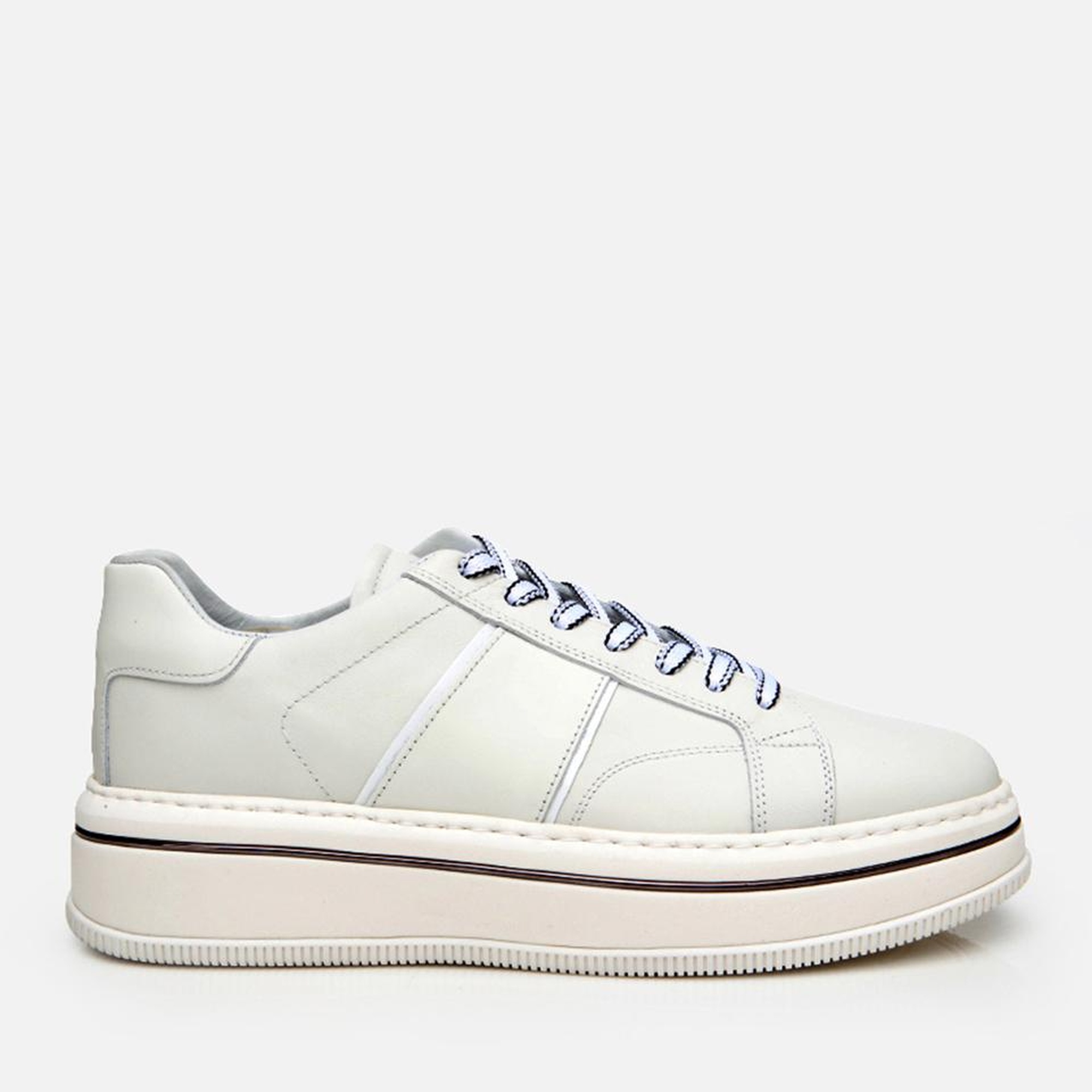 Erkek Deri Beyaz Yüksek Tabanlı Spor Ayakkabı