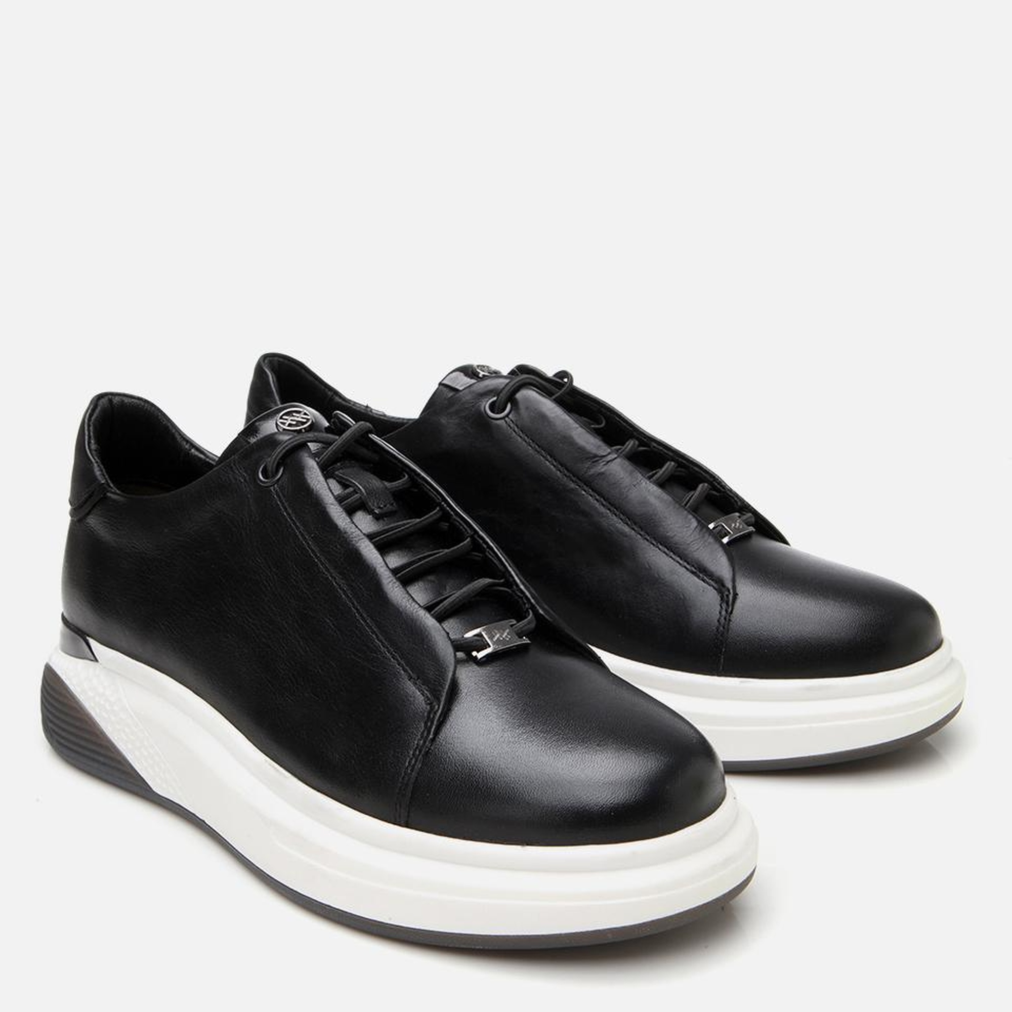Erkek Deri Siyah Yüksek Tabanlı Spor Ayakkabı