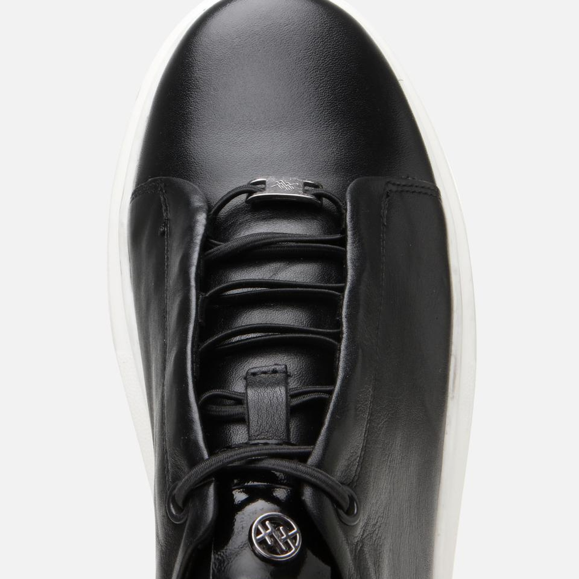 Erkek Deri Siyah Yüksek Tabanlı Spor Ayakkabı