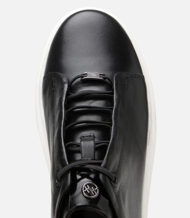  Erkek Deri Siyah Yüksek Tabanlı Spor Ayakkabı