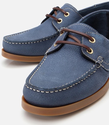  Erkek Nubuk Deri Mavi Bağcık Detaylı Günlük Loafer