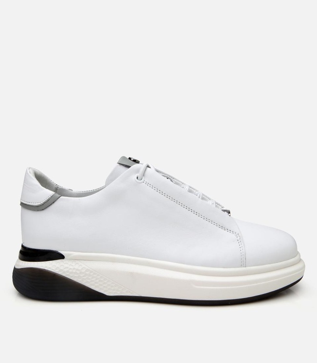  Erkek Deri Beyaz Yüksek Tabanlı Spor Ayakkabı