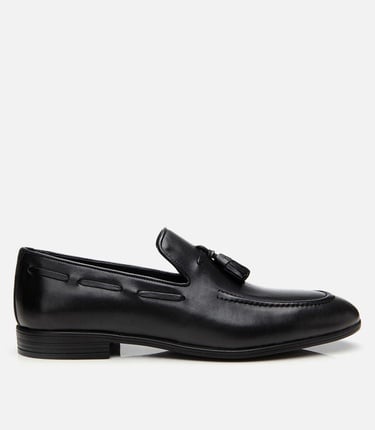  Erkek Deri Siyah Püskül Detaylı Loafer