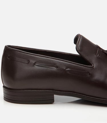  Erkek Deri Kahverengi Püskül Detaylı Loafer