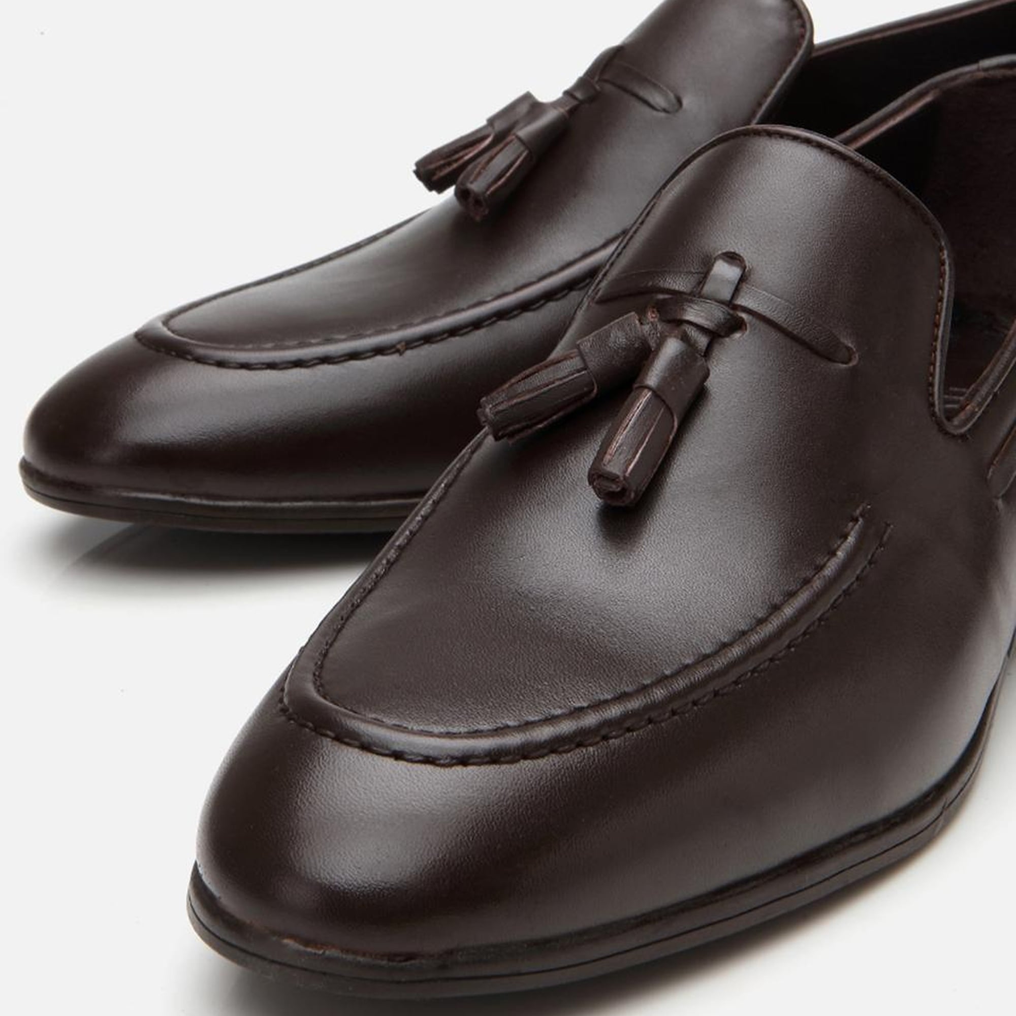 Erkek Deri Kahverengi Püskül Detaylı Loafer