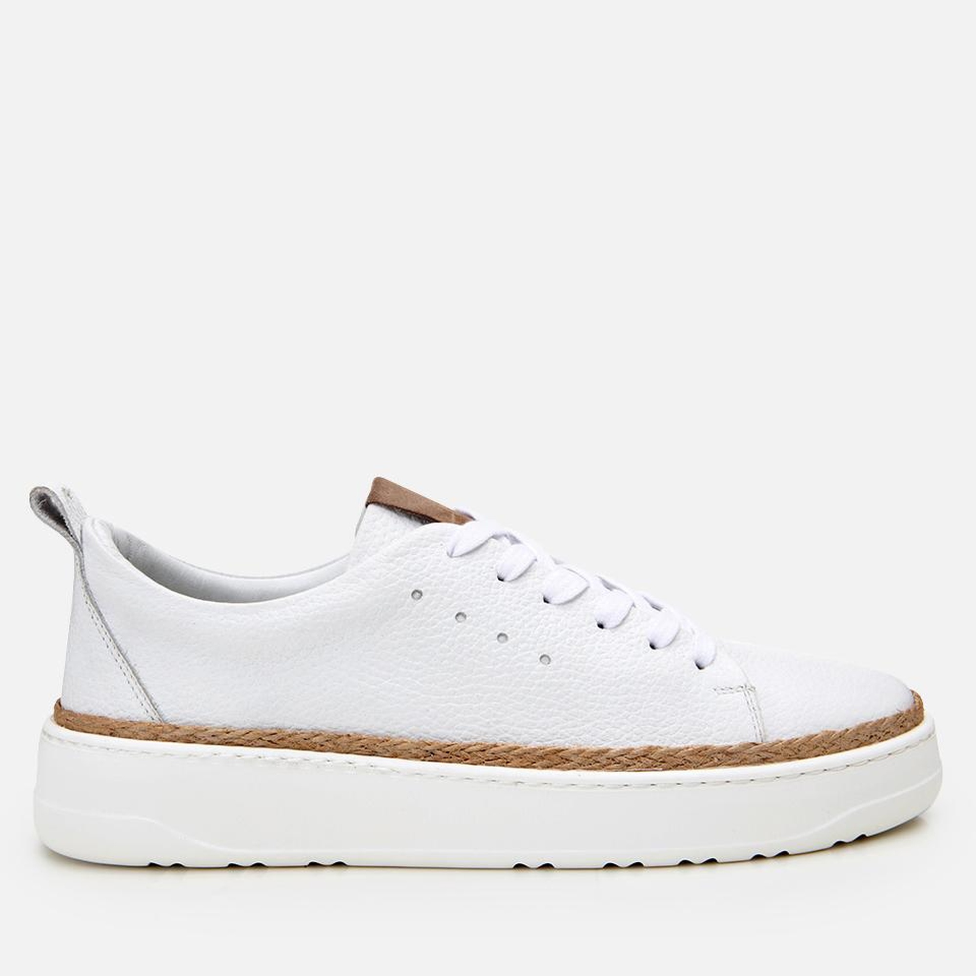 Erkek Deri Beyaz Ultra Hafif Tabanlı Spor Ayakkabı