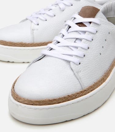  Erkek Deri Beyaz Ultra Hafif Tabanlı Spor Ayakkabı