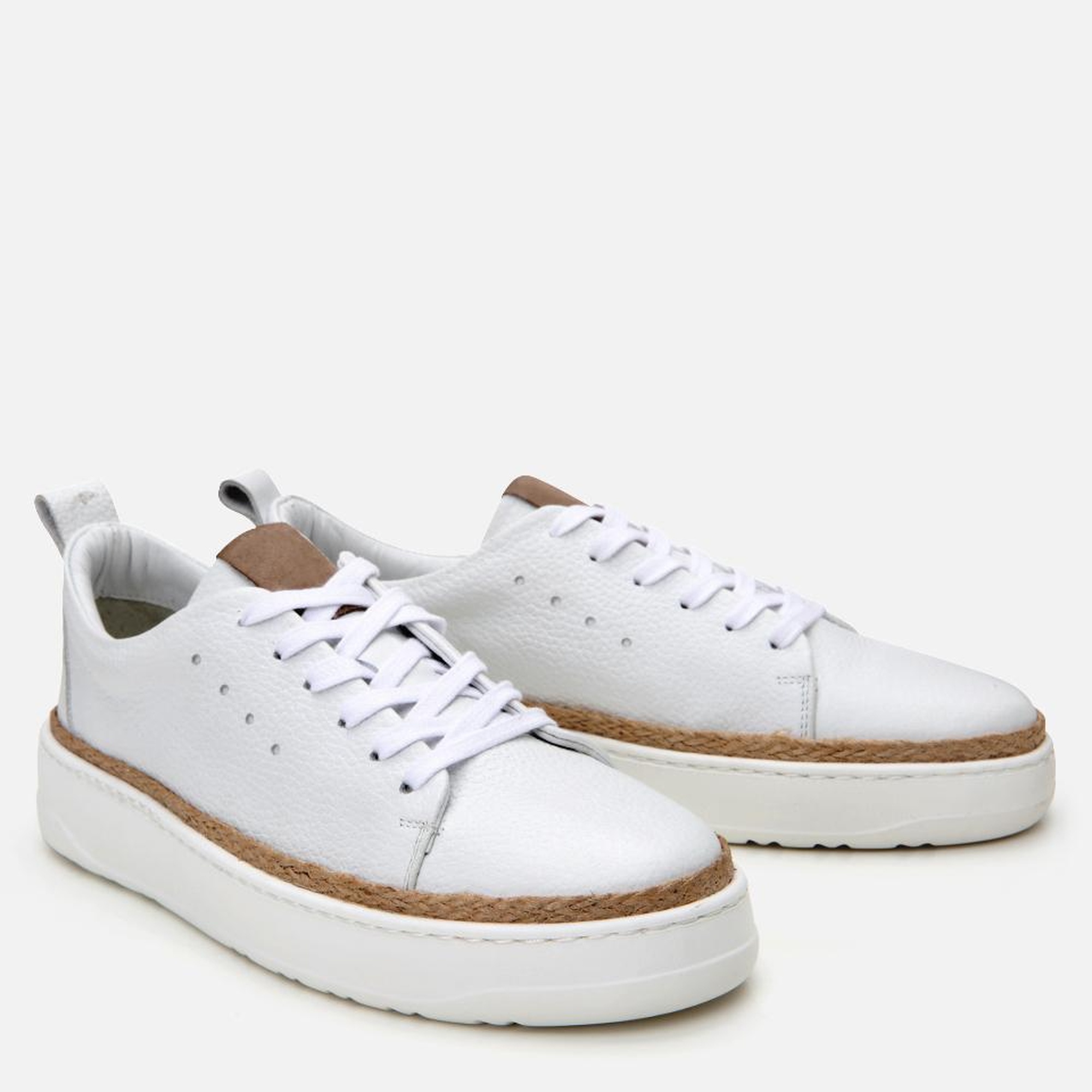 Erkek Deri Beyaz Ultra Hafif Tabanlı Spor Ayakkabı