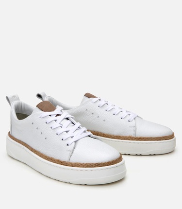  Erkek Deri Beyaz Ultra Hafif Tabanlı Spor Ayakkabı