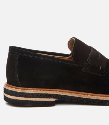  Erkek Süet Deri Siyah Hafif Tabanlı Loafer