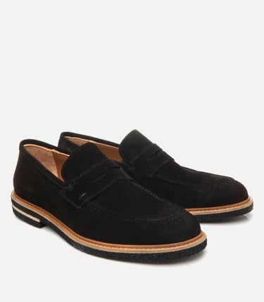  Erkek Süet Deri Siyah Hafif Tabanlı Loafer