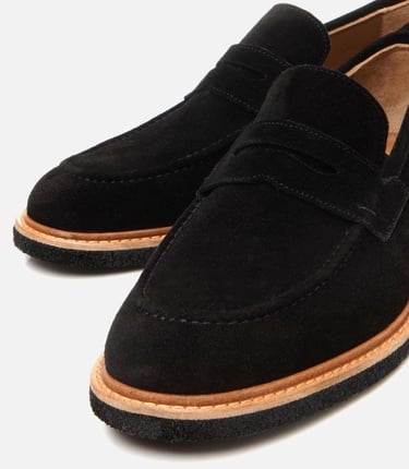  Erkek Süet Deri Siyah Hafif Tabanlı Loafer