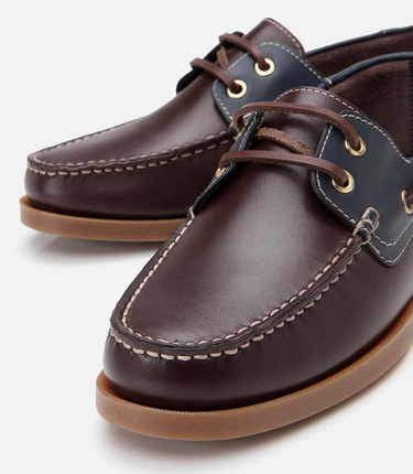  Erkek Deri Kahverengi Bağcık Detaylı Günlük Loafer