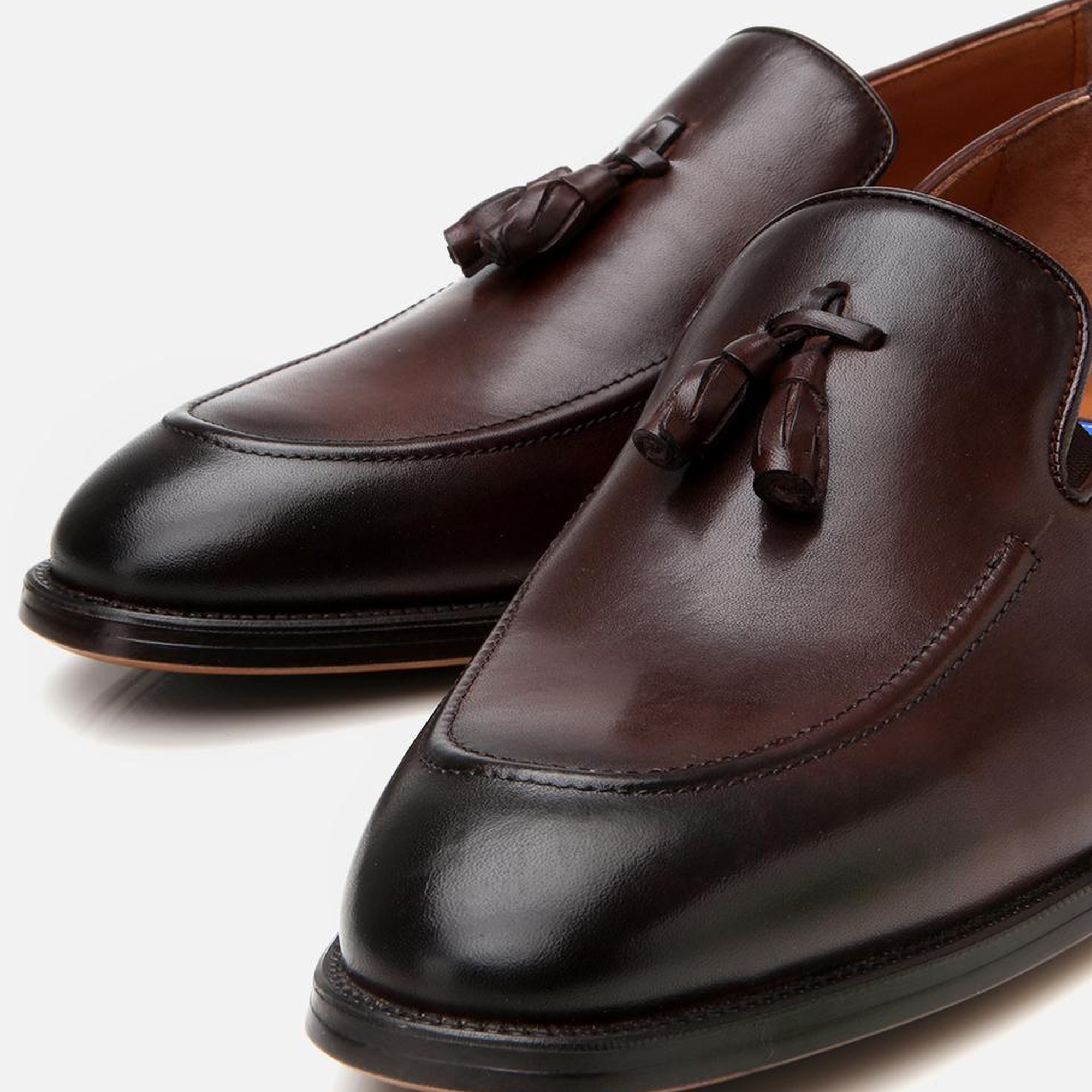 Erkek Deri Kahverengi Püskül Detaylı Klasik Loafer