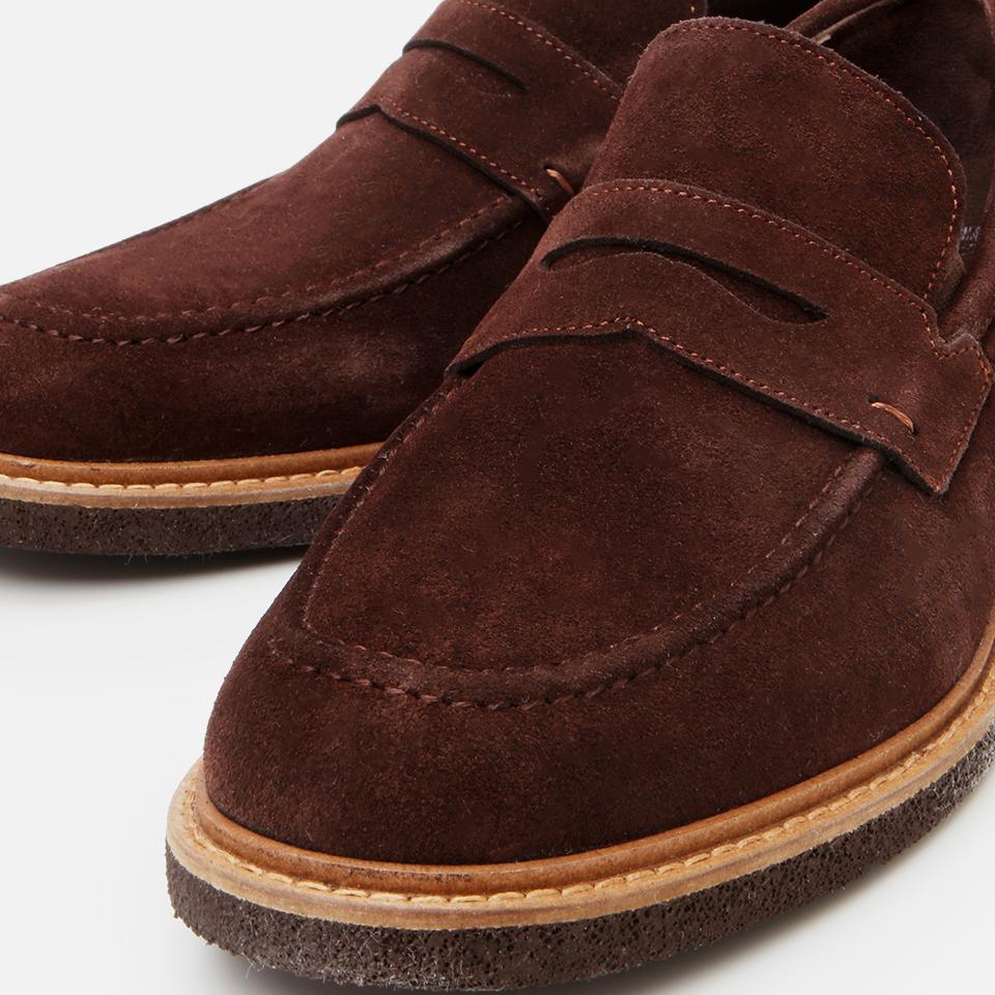 Erkek Süet Deri Kahverengi Hafif Tabanlı Loafer