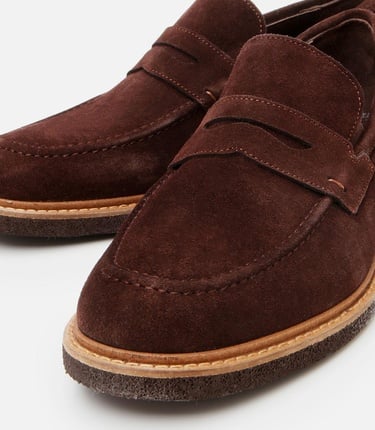  Erkek Süet Deri Kahverengi Hafif Tabanlı Loafer