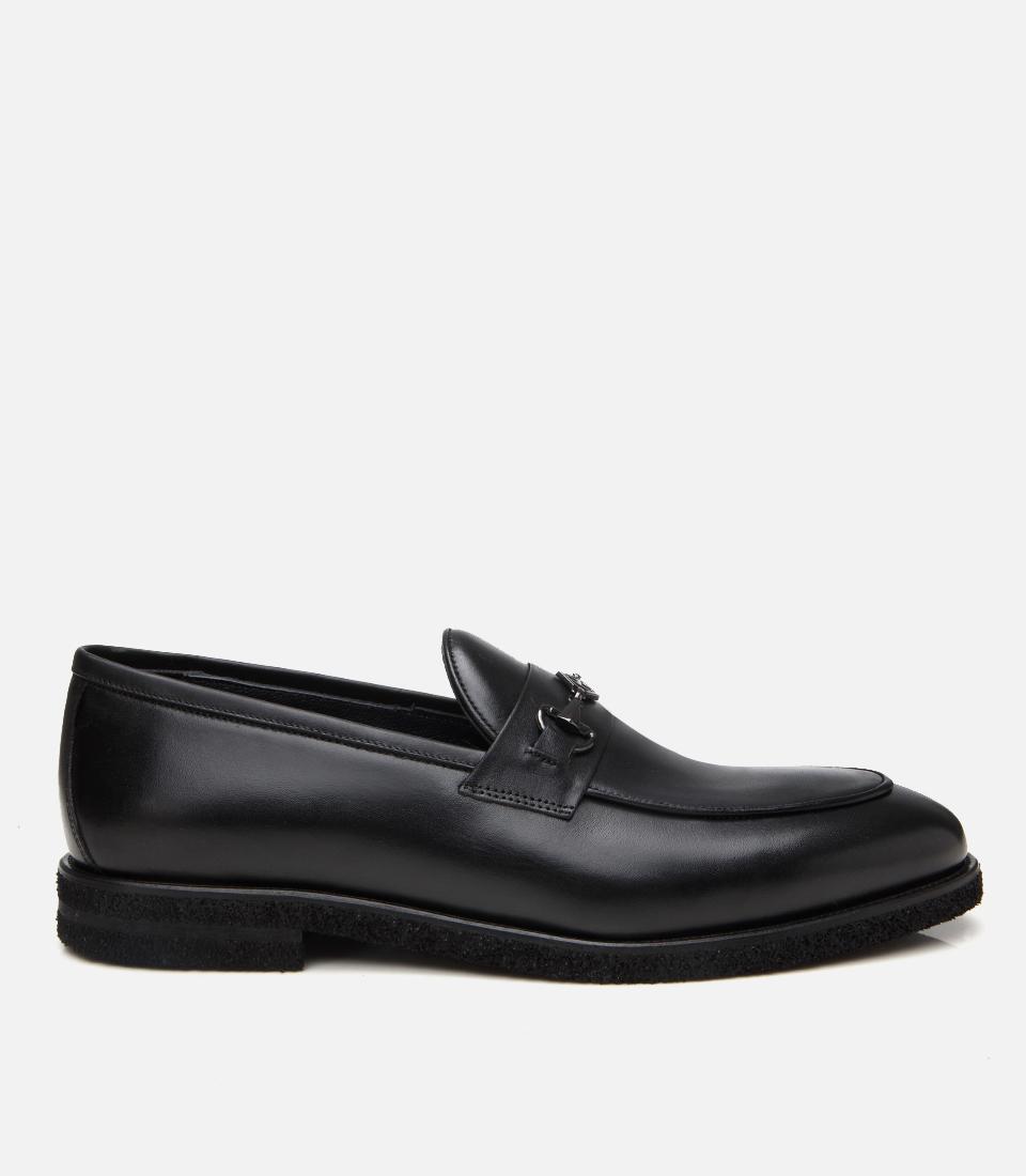  Erkek Deri Siyah Hafif Tabanlı Klasik Loafer
