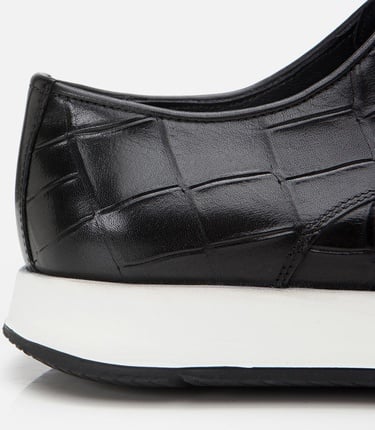  Erkek Deri Siyah Kroko Desenli Günlük Ayakkabı