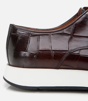  Erkek Deri Kahverengi Kroko Desenli Günlük Ayakkabı