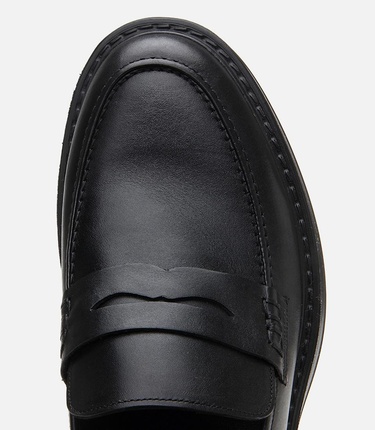  Erkek Deri Siyah Ultra Hafif Tabanlı Klasik Loafer