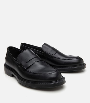  Erkek Deri Siyah Ultra Hafif Tabanlı Klasik Loafer